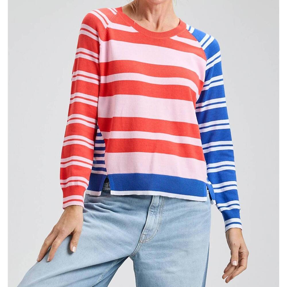 NEW ZAKET & PLOVER crazy stripe sweater in raspberry